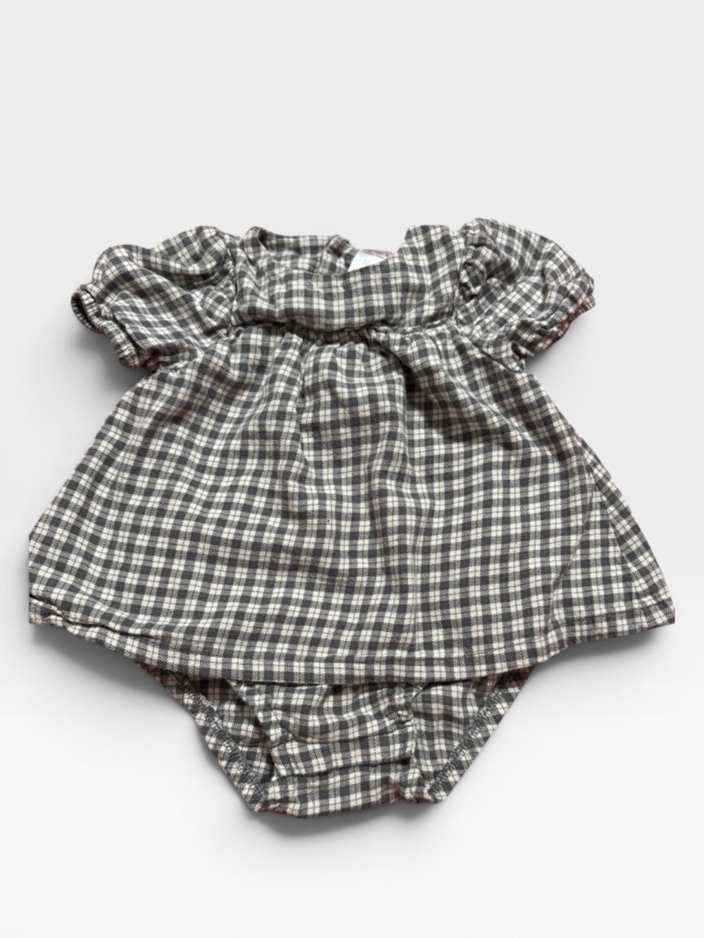 Carter's Thick Material, Winter Gray and White Plaid Bubble Dress Onesie, 12M